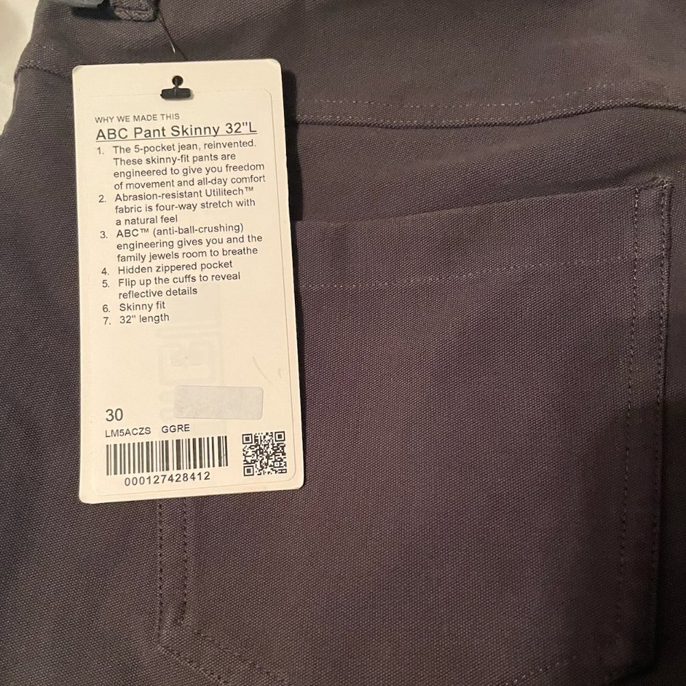Lululemon ABC Pant Skinny 30" x 32"L - Picture 2 of 2